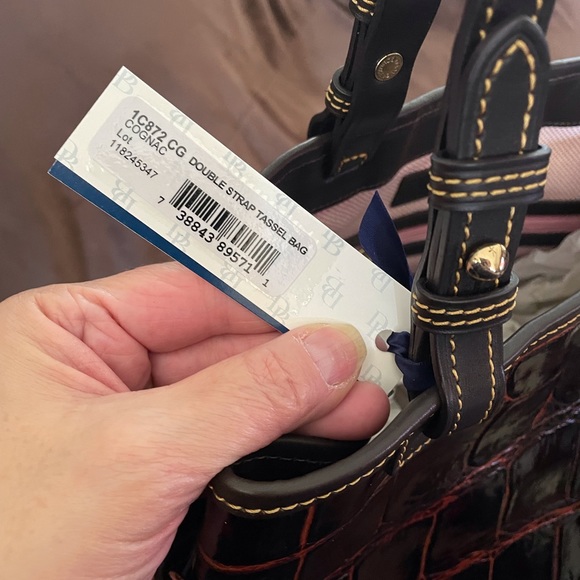 Dooney Bourke Cognac Double Strap Tassel Satchel NWT 11X14 - Picture 12 of 16